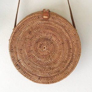 Round Rattan Shoulder / Crossbody Bag - Large